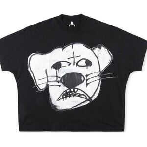Billionaire Studios Edgy Monochrome Cat Face T Shirt